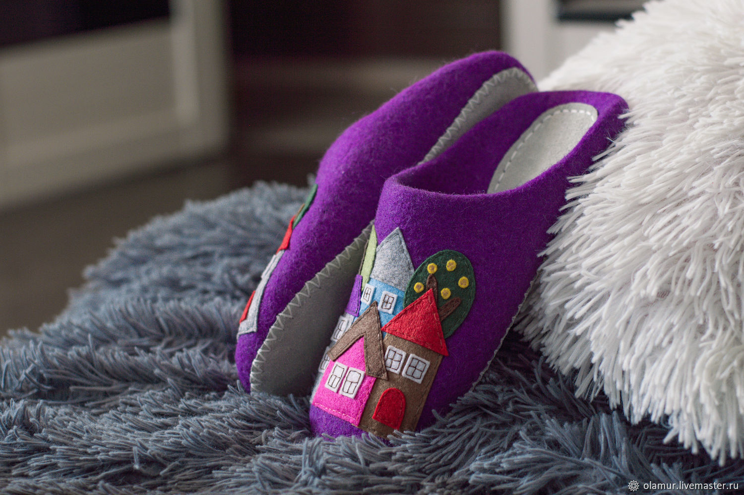 Felted women's slippers, handmade, Slippers, Chelyabinsk,  Фото №1