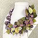 Happy Valley Lilac. Necklace, flowers made of genuine leather. Necklace. ms. Decorator. My Livemaster. Фото №6