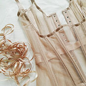 Одежда handmade. Livemaster - original item Transparent linen corset with straps Beige 16 bones. Handmade.