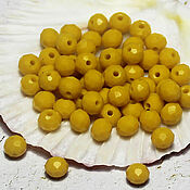 Материалы для творчества handmade. Livemaster - original item Beads 43 pcs Faceted 6/4 mm Yellow Opaque. Handmade.