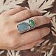 Кольцо с зеленым гранатом и аквамарином. Кольца. Karma-jewelry. Ярмарка Мастеров.  Фото №4