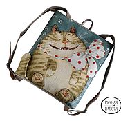 Рюкзак детский "Мяу" гобелен дошкольный кот текстиль