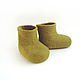 Olive booties felted Merino wool 9cm 1 pair, Babys bootees, Moscow,  Фото №1