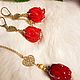 Lampwork Red Roses Murano glass 925 PR ( gilding), Jewelry Sets, Warsaw,  Фото №1