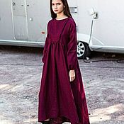 Одежда handmade. Livemaster - original item Dresses: a dress made of linen in two colors of Marsala/Jeans. Handmade.