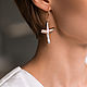Моносерьга "Крест для Веры". Серьги классические. Urmjewelry. Интернет-магазин Ярмарка Мастеров.  Фото №2