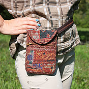 Сумки и аксессуары handmade. Livemaster - original item Phone Bag, Brown Ethno, Phone Case with Pocket. Handmade.