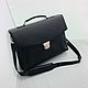 Men's business leather briefcase 'Stefan' (Black). Brief case. DragonBags - Men's accessories. My Livemaster. Фото №6