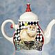 The tea pot porcelain 'Cheshire cat'. Teapots & Kettles. KASTdecor. Интернет-магазин Ярмарка Мастеров.  Фото №2