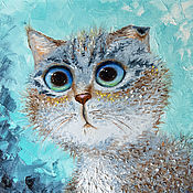 Картины и панно handmade. Livemaster - original item Picture of a Cute kitten, funny cat Picture with a cat. Handmade.