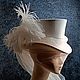 White cashmere top hat with veil, Cylinder, St. Petersburg,  Фото №1