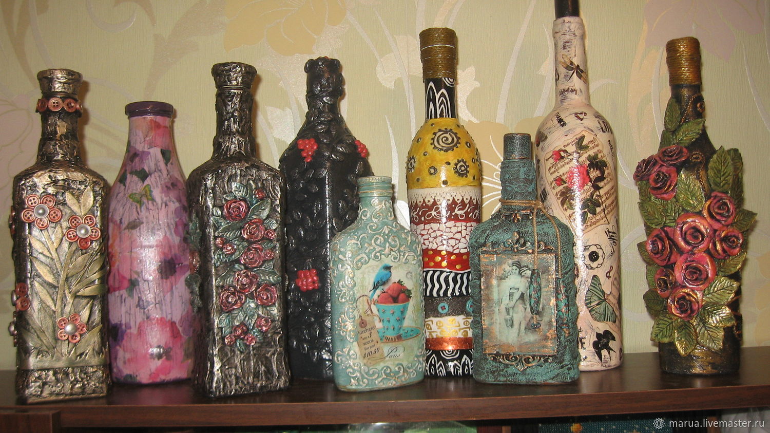 декоративные бутылки для интерьера кухни