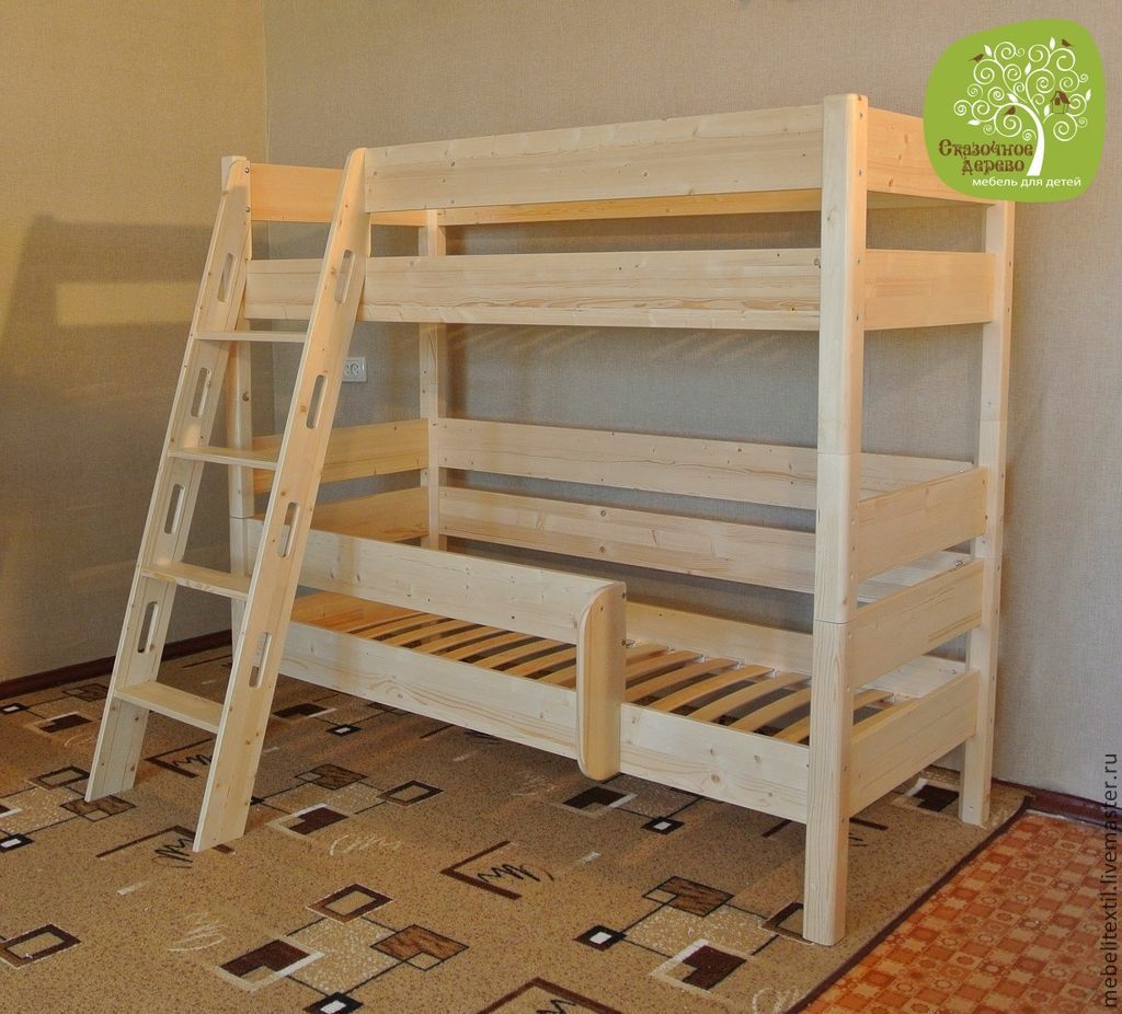 Двухъярусные кровати из массива дерева для детей и подростков