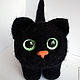 Чёрный котик (игрушка из войлока). Мягкие игрушки. ToysMari (handmademari). Интернет-магазин Ярмарка Мастеров.  Фото №2