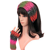Аксессуары handmade. Livemaster - original item Headband mittens with a scythe, knitted on the hair section. Handmade.
