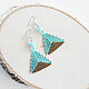 Turquoise Triangular Beaded Earrings. Earrings. Handmade by Svetlana Sin. My Livemaster. Фото №5