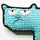 Кот игрушка Недовольный, мягкая игрушка, вязаная игрушка, голубой. Мягкие игрушки. Мария (marusin-uzelok). Интернет-магазин Ярмарка Мастеров.  Фото №2