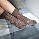 Coffee openwork socks for women knitted leaves homemade merino. Socks. knitsockswool. My Livemaster. Фото №6