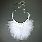 Украшения handmade. Livemaster - original item White Swan Natural mother of pearl leather and feathers. Handmade.