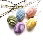 Сувениры и подарки handmade. Livemaster - original item Set of 5 pieces of pastel knitted Easter eggs 6 cm. Handmade.