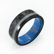 Украшения handmade. Livemaster - original item Carbon ring with blue ocean composite. Handmade.