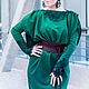 Платье с запахом сзади, со съемными рукавами, из жаккарда, зеленое. Платья. L-Sav design, by JuLia Savina. Ярмарка Мастеров.  Фото №5