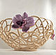 Delicate handmade `Orchid`. diameter 35 cm. Braided ceramic and flowers in ceramics Elena Zaichenko
