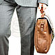 Leather briefcase light brown. Brief case. Russian leather Guild. My Livemaster. Фото №6