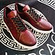 Sneakers made of genuine crocodile and cattle leather, burgundy color, handmade, Training shoes, St. Petersburg,  Фото №1