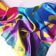 Handkerchief satin `Wrong geometry` natural silk 100% silk 100% silk Batik Paradise from Natalia Sorokina Scarf batik Handmade Batik scarf Shawl painted Author's work shawl scarf
