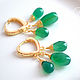 Order Earrings with green onyx, gilt, heart, drops. White Book. Livemaster. . Earrings Фото №3