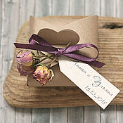 Свадебный салон handmade. Livemaster - original item Wedding bonbonniere craft Shabby chic (with dried rose flower). Handmade.