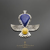 Украшения handmade. Livemaster - original item Pendant with lapis lazuli and amber 