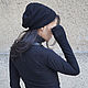 Black Knit Hat/Winter Hat/Fashion Hat/Handmade Hat/F1669, Wind Jackets, Sofia,  Фото №1
