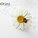 Chamomile with Ladybug Ring Massive Ring with white flower. Rings. Bionika - Polymer Clay Jewelry (Bionika). Online shopping on My Livemaster.  Фото №2