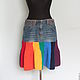 Denim skirt 'rainbow'. Skirts. vyazanaya6tu4ka. My Livemaster. Фото №4
