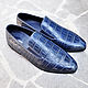 Men's loafers, made of genuine crocodile leather, blue color!. Loafers. SHOES&BAGS. My Livemaster. Фото №6
