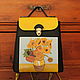 Copy of Leather yellow backpack Van Gogh Sunflowers. Backpacks. Leather  Art  Phantasy. My Livemaster. Фото №5
