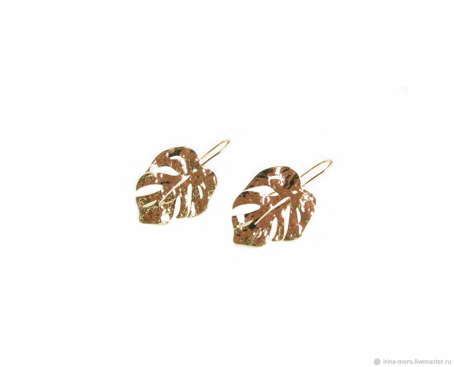 Large leaf earrings 'Leaves' gold-plated earrings without stones, Earrings, Moscow,  Фото №1
