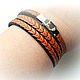 Multi-row genuine leather bracelet with a tight pigtail, Cord bracelet, Moscow,  Фото №1