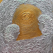 Картины и панно handmade. Livemaster - original item Three-dimensional painting of silver angels on a golden background 