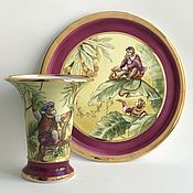 Для дома и интерьера handmade. Livemaster - original item Vases: A large dish and a chinoiserie vase. Purple and gold. Handmade.
