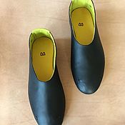 Черные желтые кожаные ботинки ручной работы
