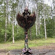 Посуда handmade. Livemaster - original item Glass with a Dragon and roses on the stem. Handmade.