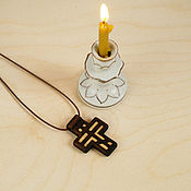 Крестик: Исповедь - деревянный нательный крест из кипариса