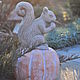 Squirrel with a nut on a pumpkin concrete figurine for home and garden, Figurines, Azov,  Фото №1