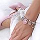 Pink Heart bracelet on a chain with pendants rose quartz beautiful. Chain bracelet. LovelyStones. My Livemaster. Фото №5
