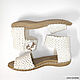 Knitted sandals with a button, white linen. Sandals. florina34. My Livemaster. Фото №5