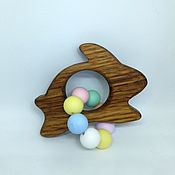 Куклы и игрушки handmade. Livemaster - original item Wooden teething toy with silicone beads Bunny. Handmade.