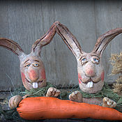 Куклы и игрушки handmade. Livemaster - original item Brothers rabbits and CARROTS. Handmade.